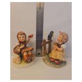 Goebel Hummel figurine titled 'Sing with Me' (model #405).  Vintage Goebel Hummel porcelain figurine titled 'Farewell' (Hum 65), showing a girl waving goodbye with a lamb nearby