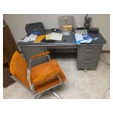 Metal Desk 60x30x30 with chair and all contents (Bring box to pack)