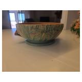 Roseville Pottery-It appears to be a vintage console bowl, likely from a pattern line such as Clematis or Moss produced in the 1930s or 1940s