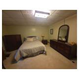 Bedroom set includes queen bed (sheets, heated blanket, headboard) two dressers, nightstand and lamp-check pictures for sizes (Bring help to move)