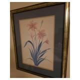Pair Framed pink lily art