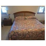 King bed, headboard (84'), nightstand with lamp and clock