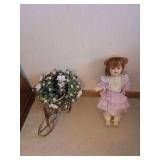Vintage doll 20' with flower bike