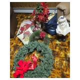 Christmas decorations, Santa pillows, flowers and wreaths (Bring boxes to pack)