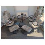 Table 30', four chairs and two foot stools