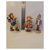 Vintage Goebel Hummel porcelain figurine entitled 'Autumn Harvest,' numbered 355. Goebel Hummel 'The Run-A-Way' figurine, specifically model number 327.  Steinbeck Limited Edition wooden nutcracker fi