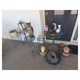 Stands and tables with owls and candles