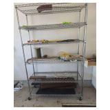 Shelving on wheels 48x18x76 with contents