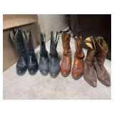 Four pair of men’s western boots approximately size 11 D