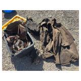 Leather items - saddlebags, stirrups, bridals, bits, cinch straps, oil skinned jackets