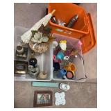Decor lot - vases, parasol, jewelry box, kitchenwares