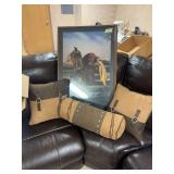 Western saddle poster and barbed wire pillows, comes with a bed skirt