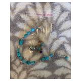 Turquoise bracelet and southwest bear earrings and pendant