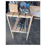 Small bench, pipe clamps, metal brackets