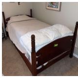 Handmade twin size bed with mattress and box springs, linens included This bed was made by Sellers father, is 80+ years old Solid and a beauty