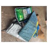 Scott’s lawn food, tarp, outdoor rug