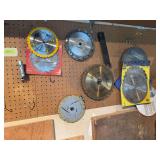 Saw blades on pegboard