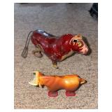Plastic walking bull and tin wind up Ferdinand the bull, missing his horns NOT TESTED!!