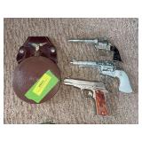 Hubley, Sure Shot, Cowboy King guns and plastic canteen