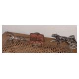 Vintage metal horse w buggy, sulky cart