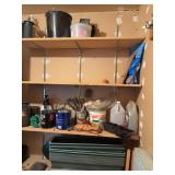 Planters, golf balls, assorted nails and screws and towels