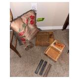 Military pillow, rock, straight razors and military first aid kit