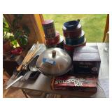 Kitchenwares - wok, tins, grill tools, coffee carafe