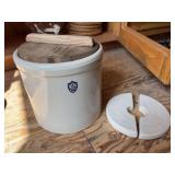 2 gallon crock with homemade lid and crock weights