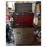 Rolling tool chest - two sections with contents - mostly mechanics tools