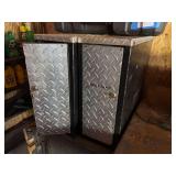 Two diamond plate truck side storage boxes with five drawers in each - locking, with contents