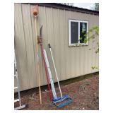 Long handled pruning saw, fruit picker, and roof snow remover