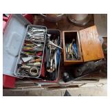 Miscellaneous prods and pricks, toolbox and Wood plane