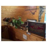 Faux floral and decor includes No Smoking, lighted sign