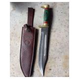 Timber rattler Bowie knife TR 74 surgical steel with leather sheath