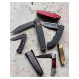 Group of seven pocket knives
