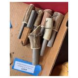 Group of seven antler and wood handle fire starters
