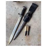 Argentine model 1909 bolo short sword with matching bayonette and scabbard numbers, also includes two fire starters