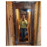 Antique walnut dresser mirror screwed to the wall - 24 x 46