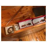 Two wrist watches, and two watch faces plus belt buckle