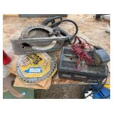 Solar 10/2 amp battery charger and worm drive Skil saw plus extra blade