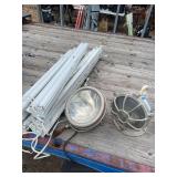 Five fluorescent light shop lights and heavy outdoor lights