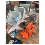 Four halogen work lights, and one rechargeable battery, portable flashlight