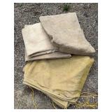 Heavy duty canvas tarp, and three additional pieces of canvas - painters tarps