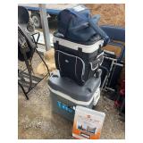 Small assortment of coolers and cooler tray