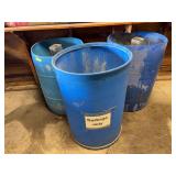 (3) 55 gallon drums, 2 half filled with concrete