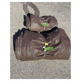 3 standard tarps-16’ x 22’ and (2) 5’ x 7’