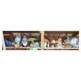 Ceramic mini trolls, mushrooms, snail, etc