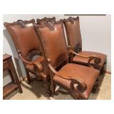 8 leather back/seat dining chairs, 2 Captain