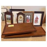 2 floating shelves, deco clock, barometer and Scottish prints