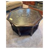 36.5 x 20H octagon table with brass accent top